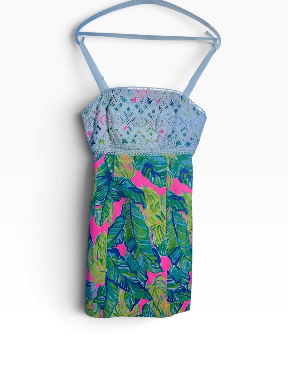 Lilly Pulitzer Crochet-Top Cotton Blend Tropical Print Mini Dress